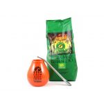 Set - Mate Green Organic, bombilla, oranžová kalabasa